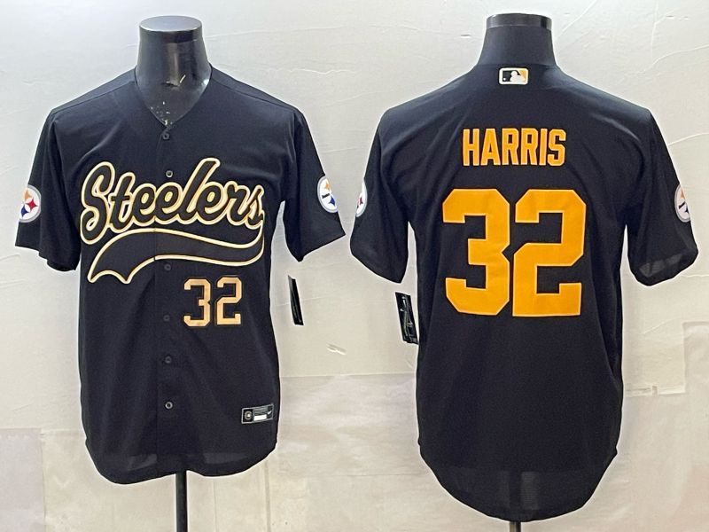 Men 2025 Pittsburgh Steelers #32 Harris black 3th generation Joint Name Nike Limited NFL Jersey style 04->pittsburgh steelers->NFL Jersey